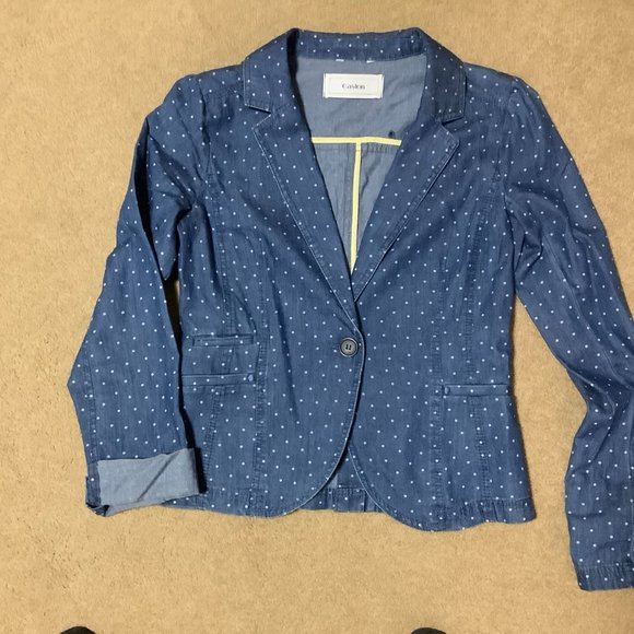 Caslon Chambray Jacket, blue, size small - Picture 1 of 6